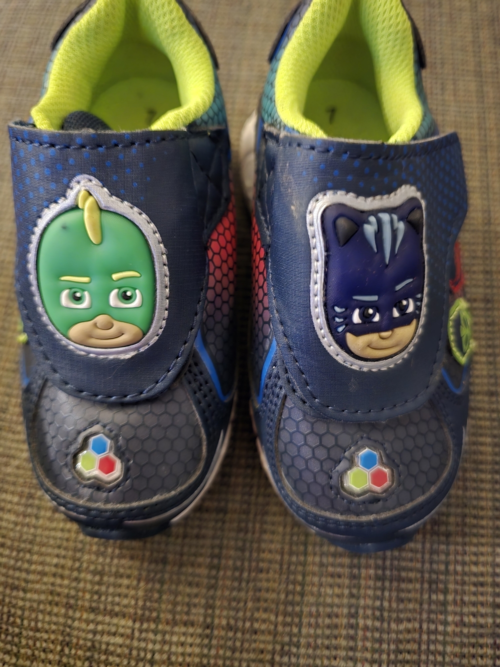 Boys Navy Blue PJ Masks-Themed Light-Up Sneakers with Lime Green Lining